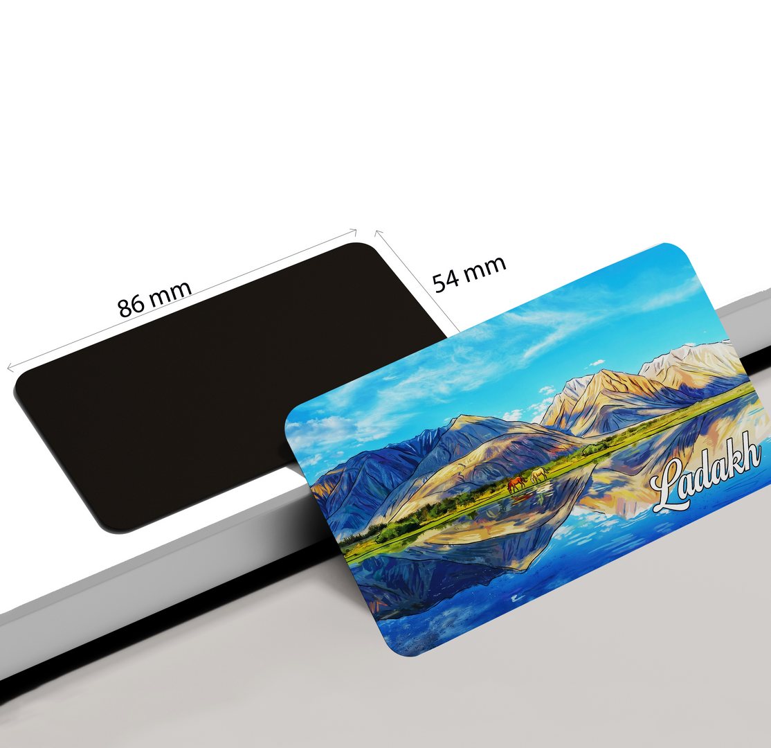 dhcrafts Multicolor Ladakh Design Rectangular Fridge Magnet Pack of 1 (8.6cm x 5.4cm)